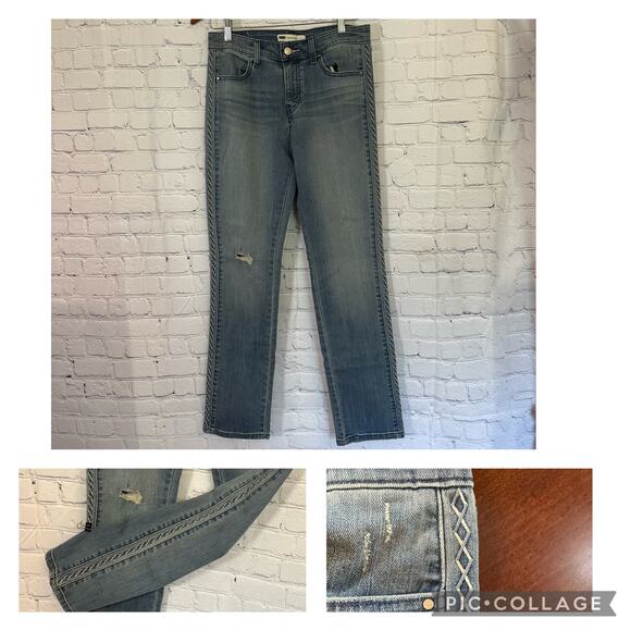 Levi's Mid-Rise Southwest Aztec Embroidered Tuxedo Stripe Skinny Jeans Sz 29 - Picture 1 of 16